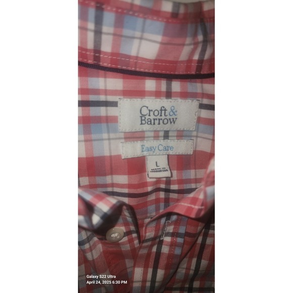 Croft & Barrow Mens Button Shirt Short Sleeve Size Large Easy‎ Care - Picture 2 of 5